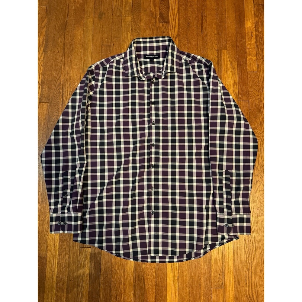 MIZZEN MAIN Leeward Trim Fit XL Purple Long Sleeve Button Up Shirt Stretch Prep